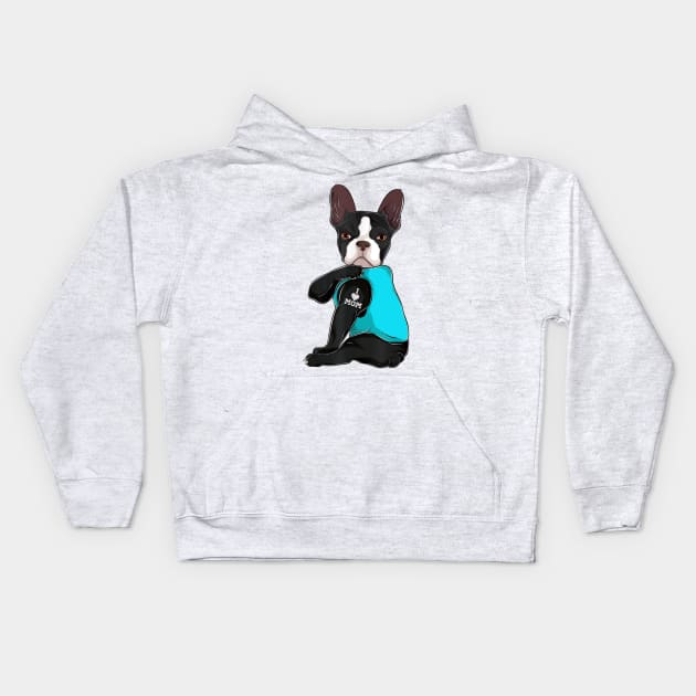 Boston Terrier Tattoo I Love Mom Kids Hoodie by Xamgi